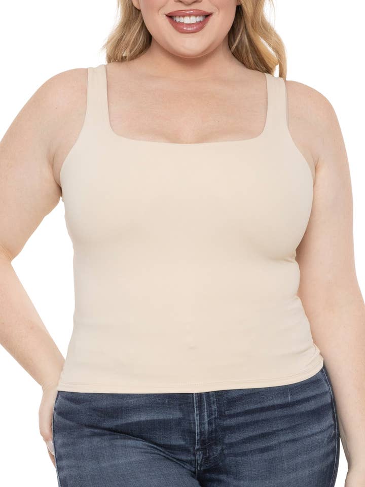 Stretch Is Comfort - Wholesale Tank top – Women′s - Women's and Plus Double Layered Crop Mid Length Tank Top | Everyday Compression Shapewear2