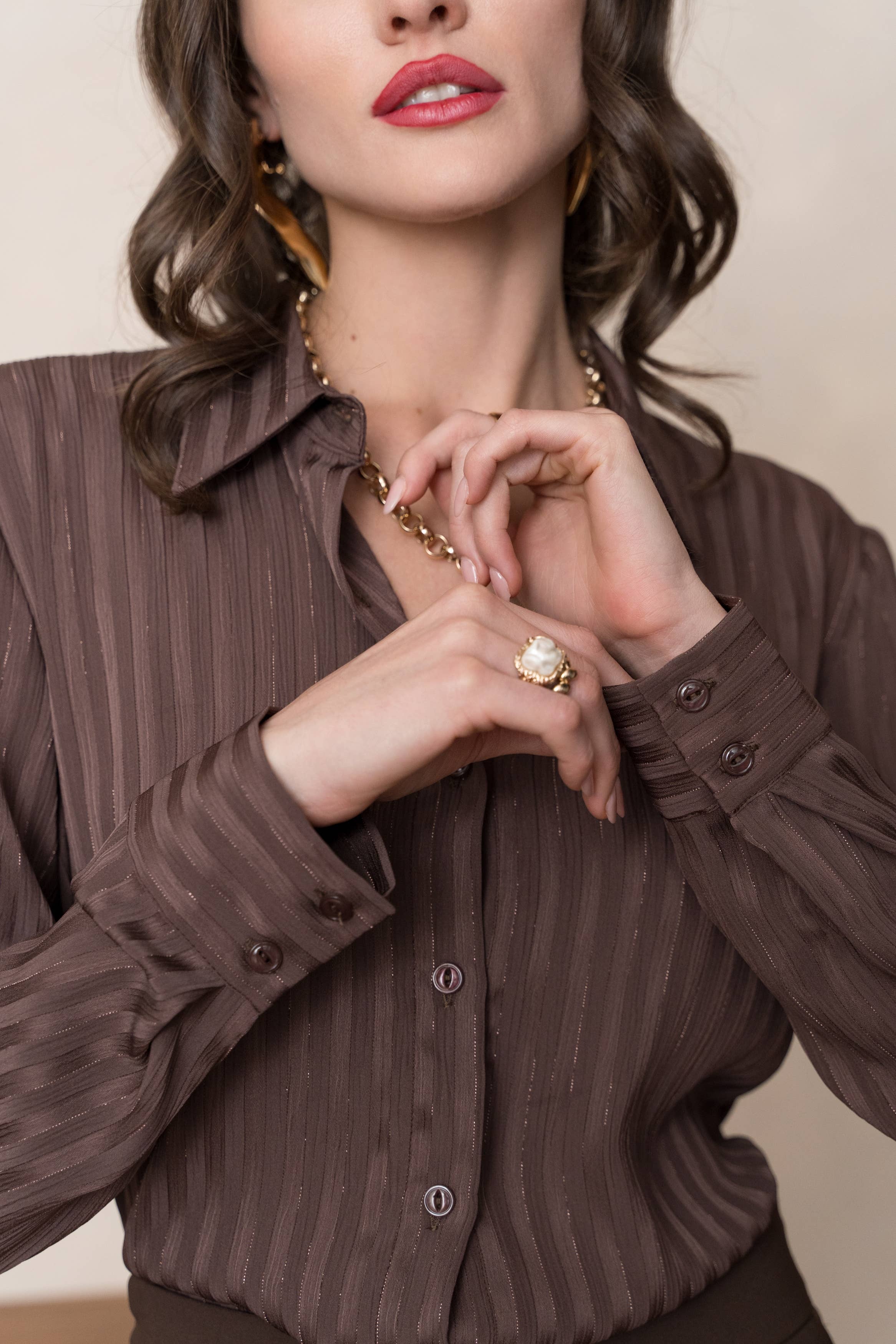 LULUMARY - Wholesale Blouse - Women's - Silky shirt with lurex CH234A2