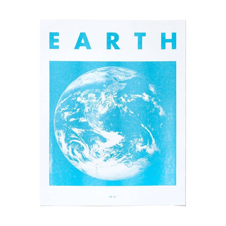 Earth - Planet Risograph Print for wholesale by Next Chapter Studio