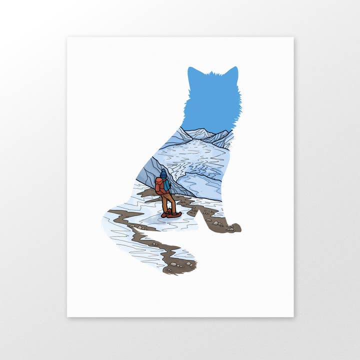 Arctic Fox Snowshoer art print for wholesale by Michele Michael Art