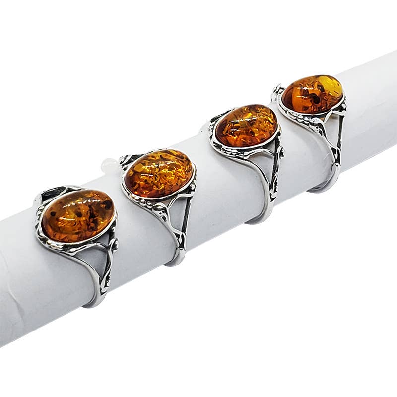 Amberman - Wholesale Cocktail/gelegenheidsring - Cognac Amber Sterling zilveren ring2