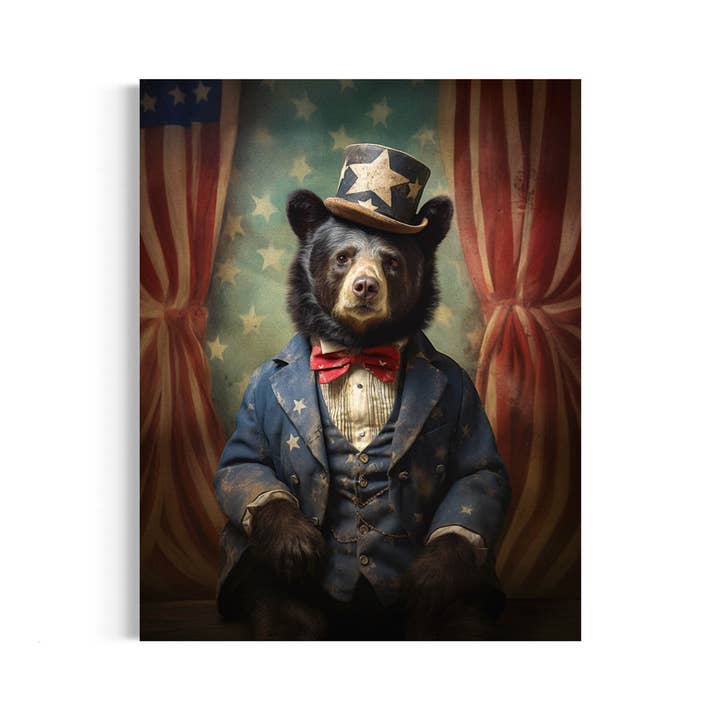 Salty Alyce - Wholesale Art Print - Bear in Star Hat Art Print 33AS