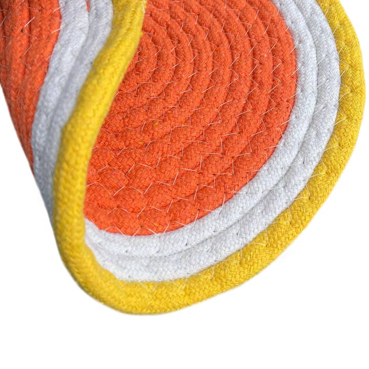 home mart goods – wholesale Trivet – Orange Yellow Round Woven Cotton Trivets Placemats Potholder