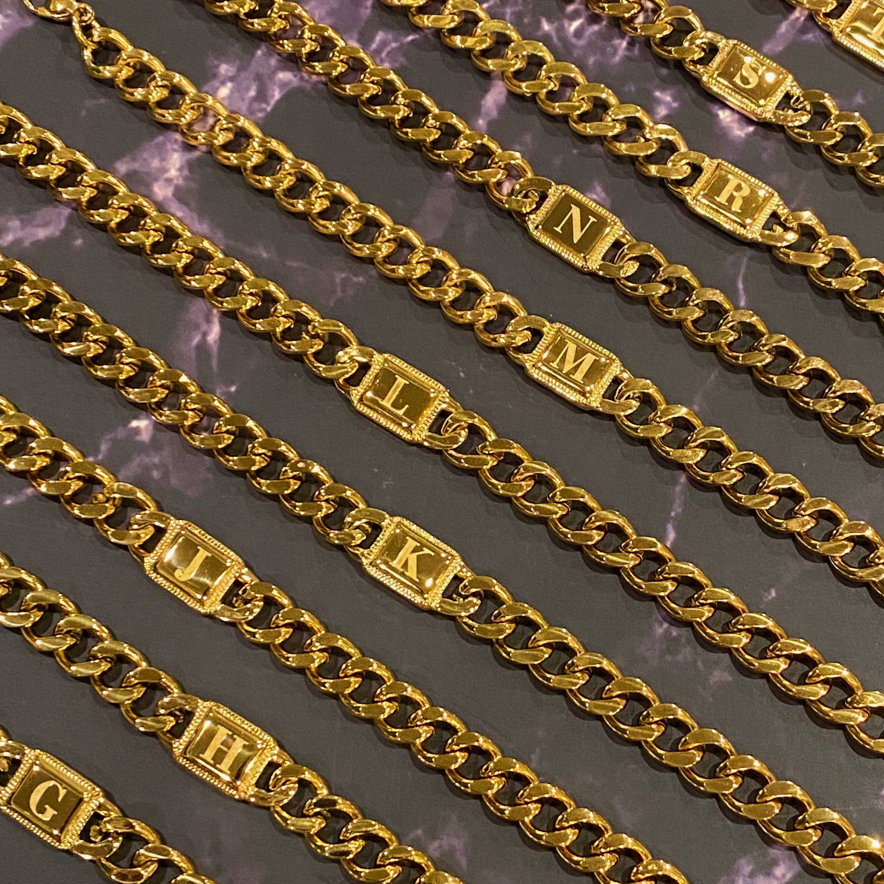 Ellison+Young – Pulseira de elo e corrente por atacado – Pulseira Inicial Uptown Cuban Corrente21