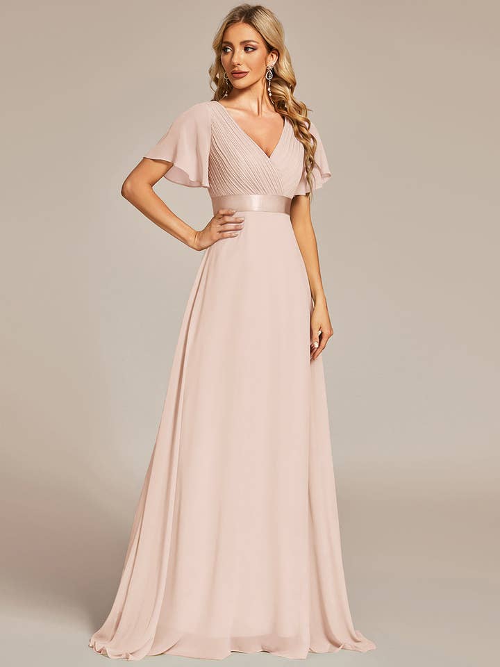 Ever-Pretty - Wholesale Gown – Women's - Double V-Neck Ruffles Chiffon Bridesmaid Dress37