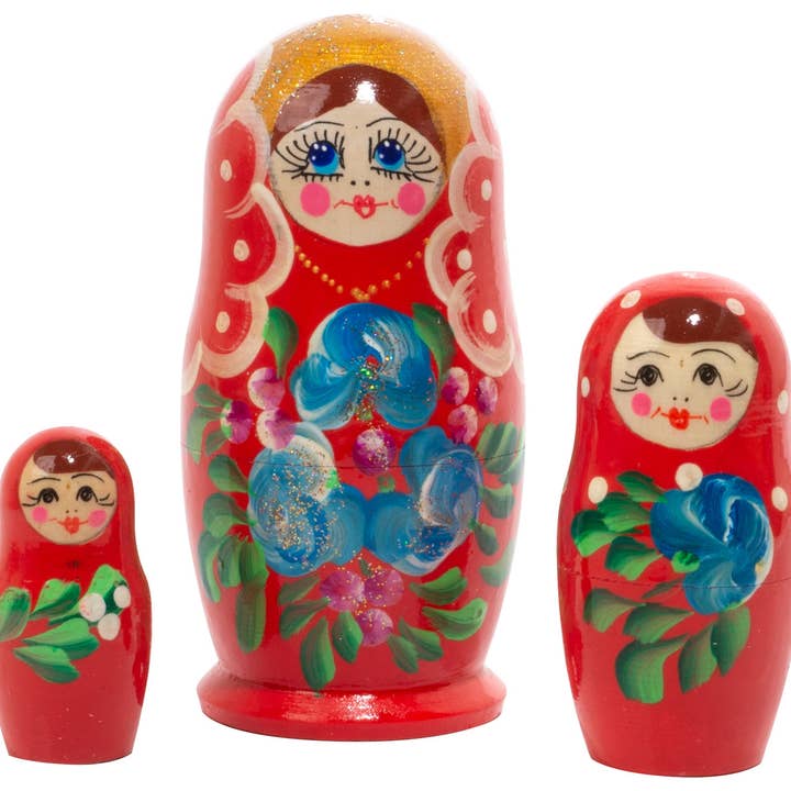 Classic Floral Nesting Doll 3pc./3" for wholesale by Golden Cockerel