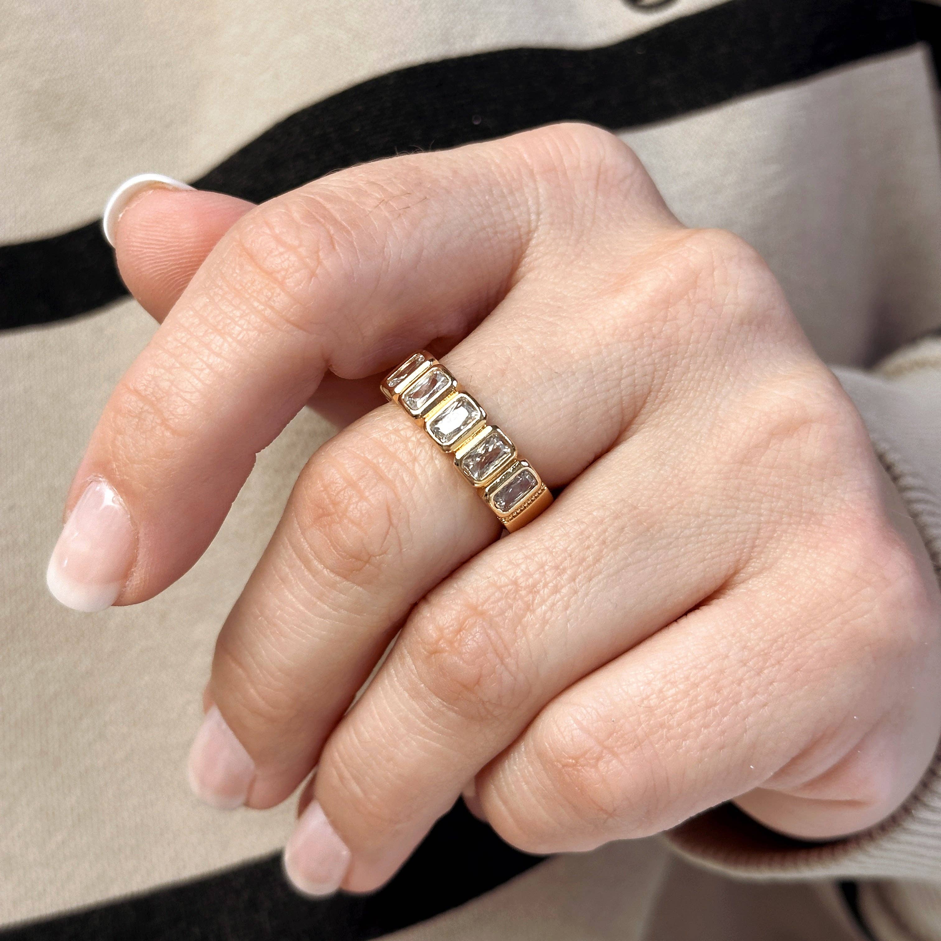 GoldFi - Wholesale Multi-Stone Ring - 18k Gold Filled Chunky CZ Ring2