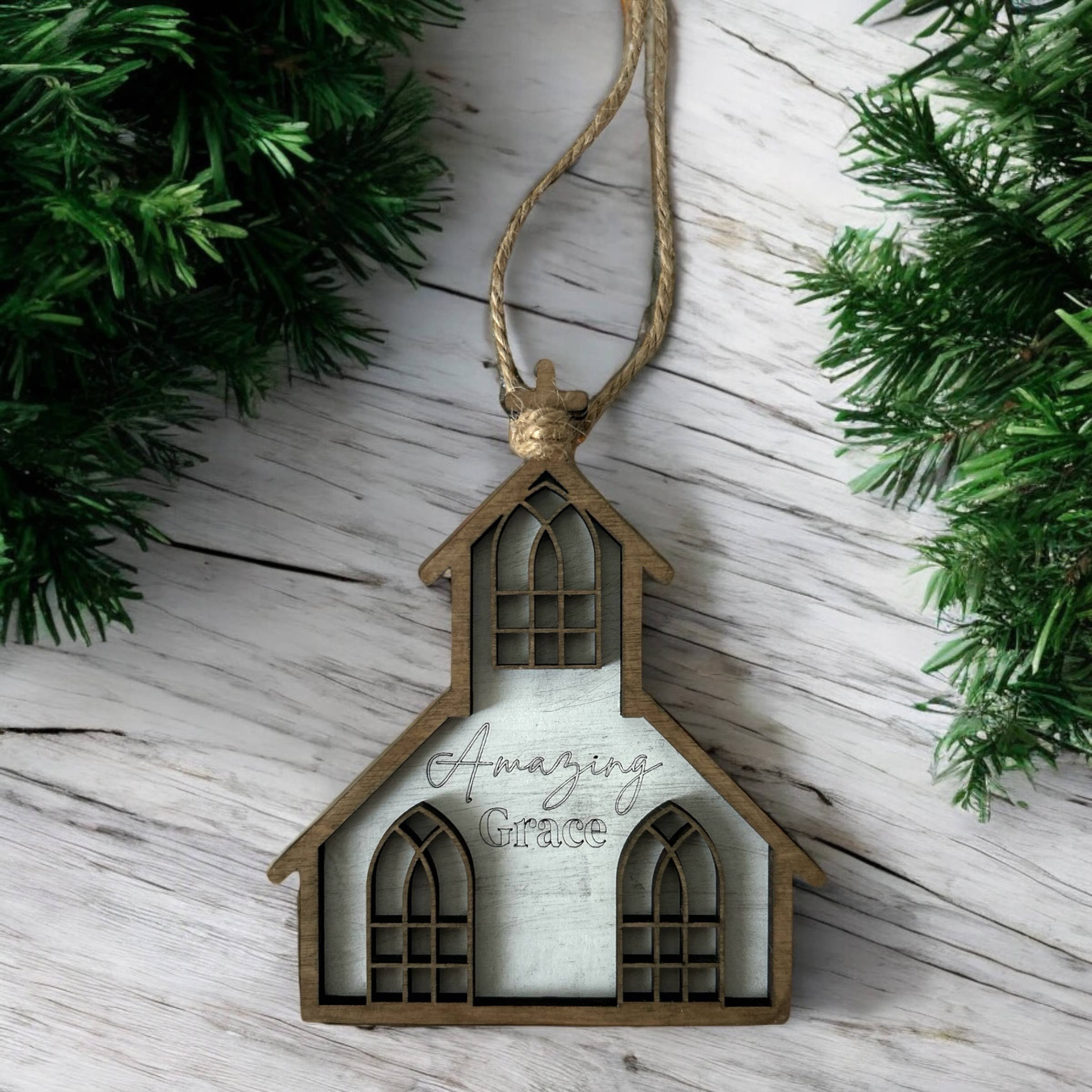 Inkwood Crafters - Wholesale Ornament - Amazing Grace Layered Wood Christmas Ornament0