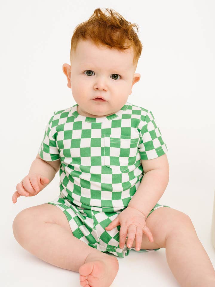Green Checkered Pocket Set for wholesale by Little One Shop