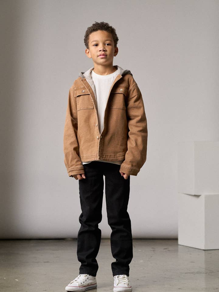 Little Bipsy - Wholesale Shirt Jacket/Shacket - Kids - Hooded Denim Shacket - Camel