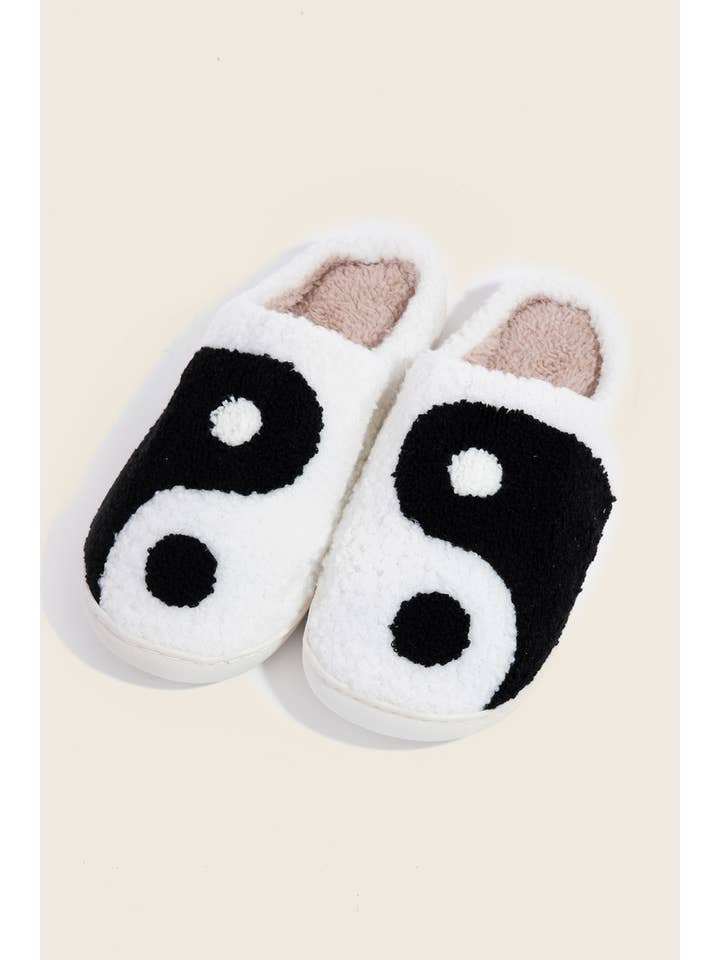 BWL Yin Yang Pattern Fuzzy Slippers for wholesale on Faire