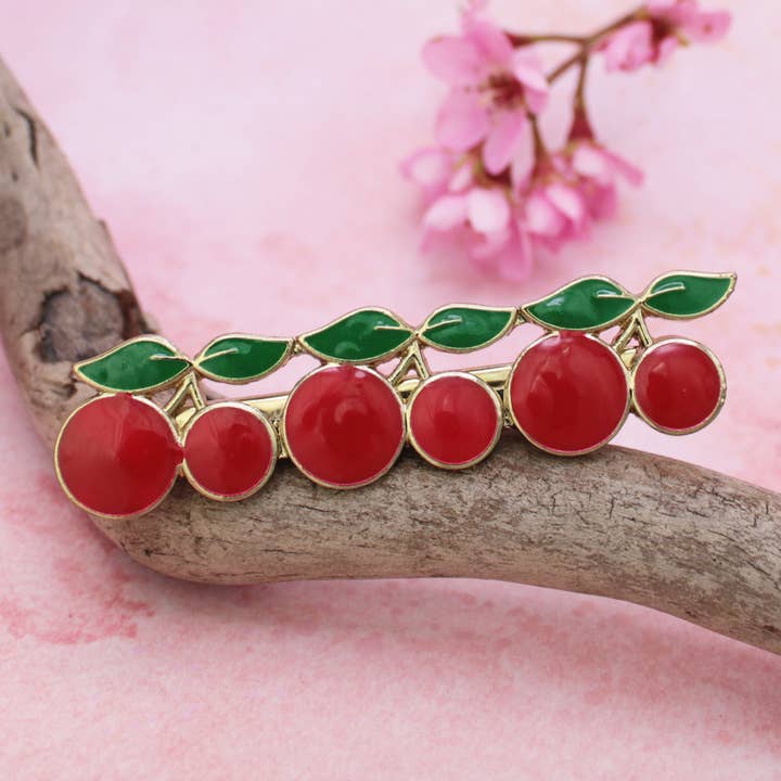 Bowl of Cherries Enamel Cherry Hair Clip for wholesale by ZAD