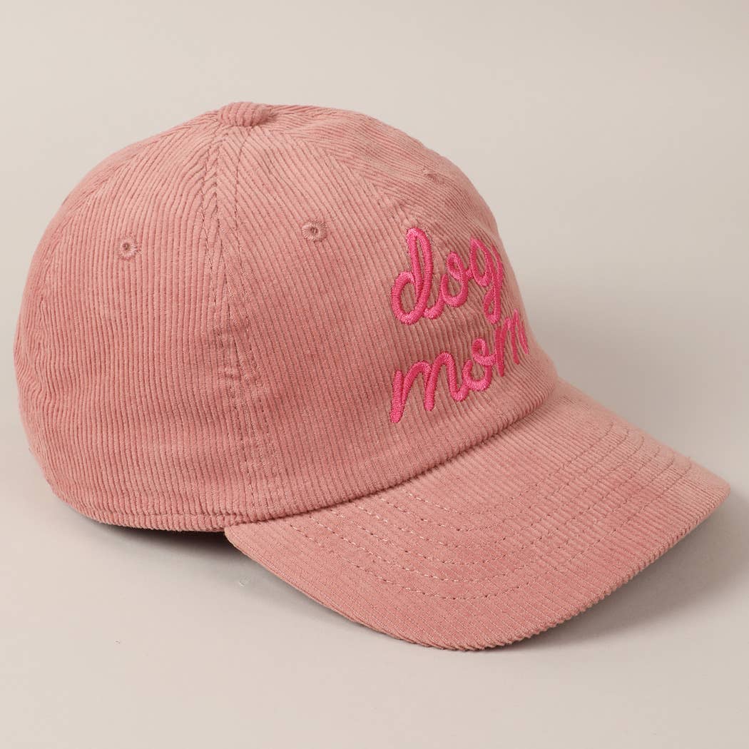 Fashion City - Wholesale Baseball Cap - Unisex - Dog Mom Text Solid Color Corduroy Baseball Cap9