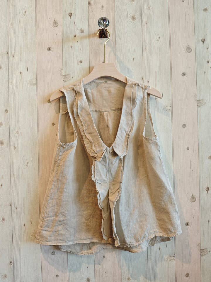 Linen & More - Wholesale Blouse - Women's - REF 17461 100% LINEN RUFFLE T-SHIRT13