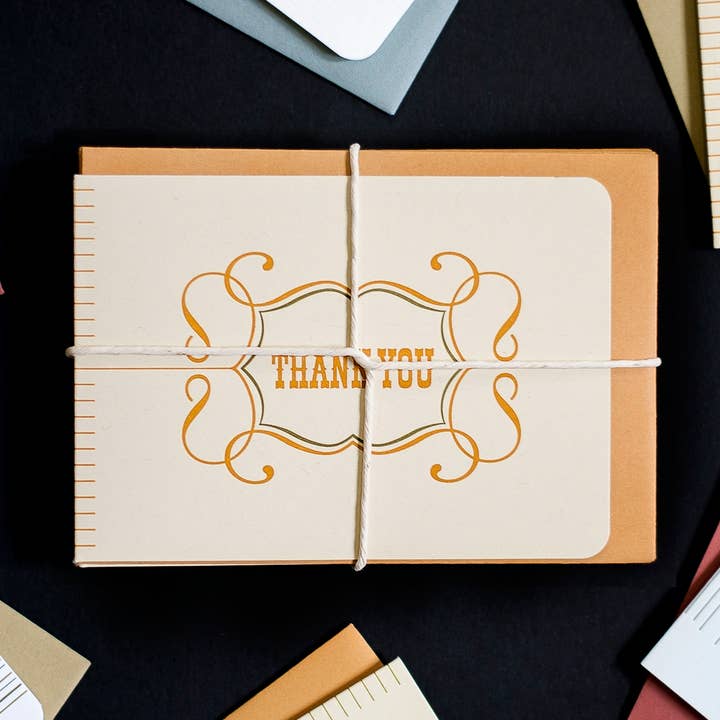 Biglietto di ringraziamento tipografica, 6 pezzi per la vendita all'ingrosso da parte di OrangeBeautiful