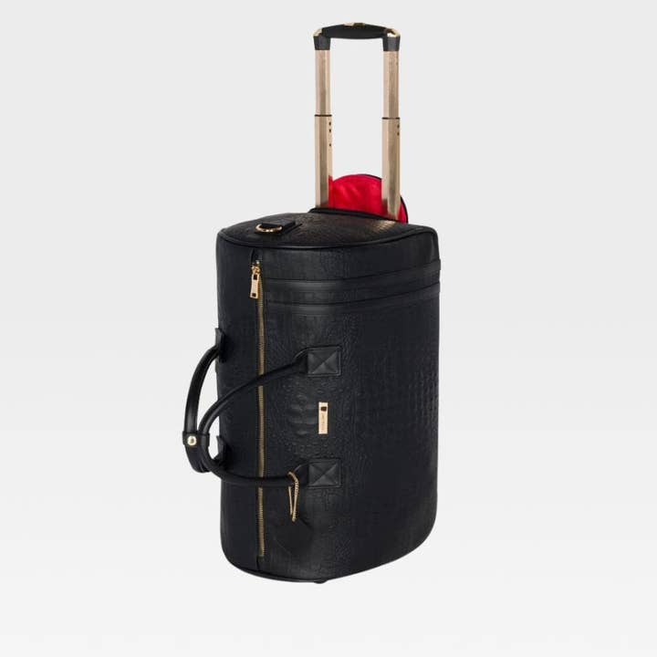 Tote&Carry - Wholesale Luggage - Apollo 2 Backpack & Rolling Duffle Bag Set in Black