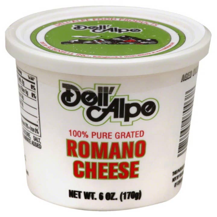 KeHE Distributors, LLC - Wholesale Cheese Straws - Dell Alpe Romano Grated Cheese, 6 Oz