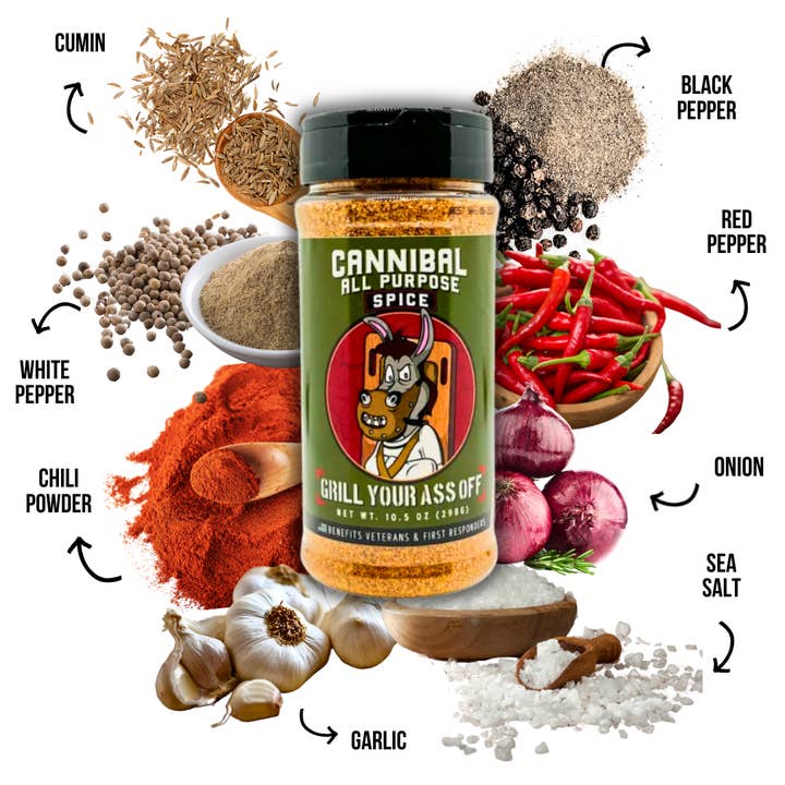 Grill Your Ass Off - Spices, Rubs, Seasonings, Sauces, Jerky - Wholesale Dried Spice Mix - Cannibal All-Purpose Spice – Bold Flavor for Every Meal
1