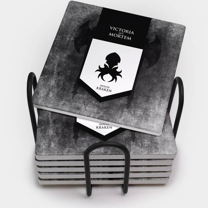 Grå Hus Kraken Firkantet Bordskåner Sæt for engroshandel hos Kraken Dice