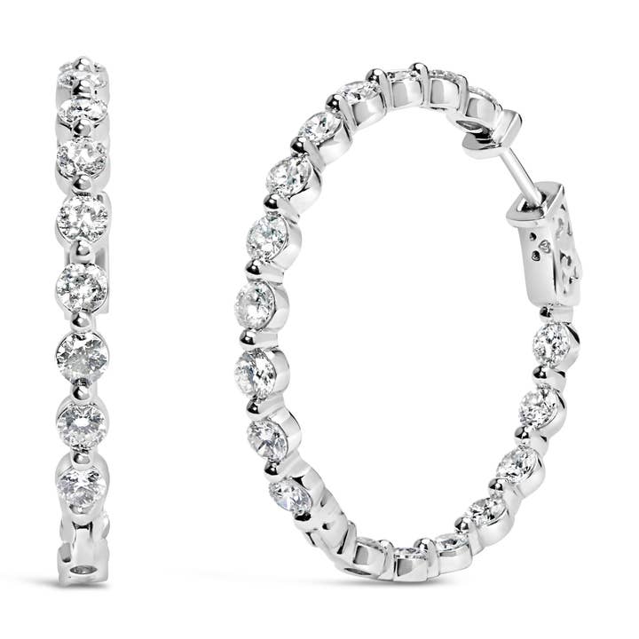 14K Goud 5,0 Cttw Laboratorium Gekweekte Diamant Inside-Out Hoepeloorbel voor wholesale door Infinite Jewels