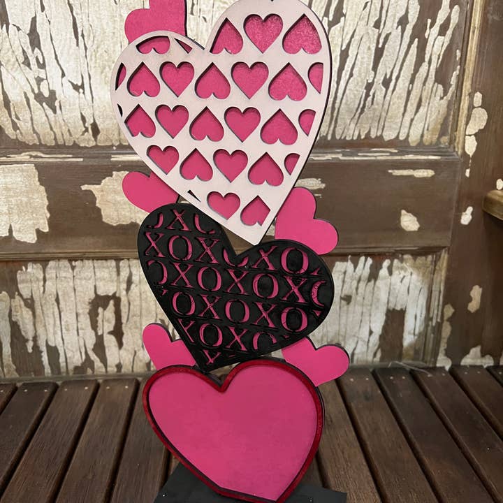 Standing Valentine Stacked Hearts diy craft kits for wholesale by Rustic Home Co LLC