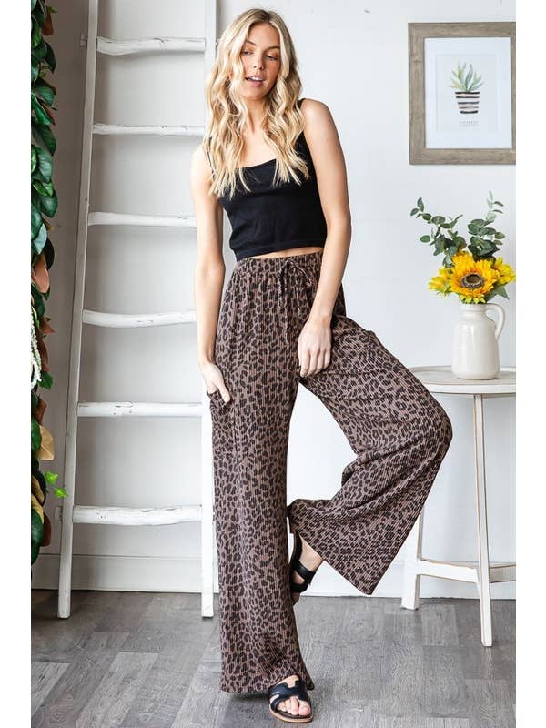 HEIMISH - Wholesale Pants - Women's - EP6850-10 ANIMAL PRINT URBAN RIBBED CASUAL PANTS
