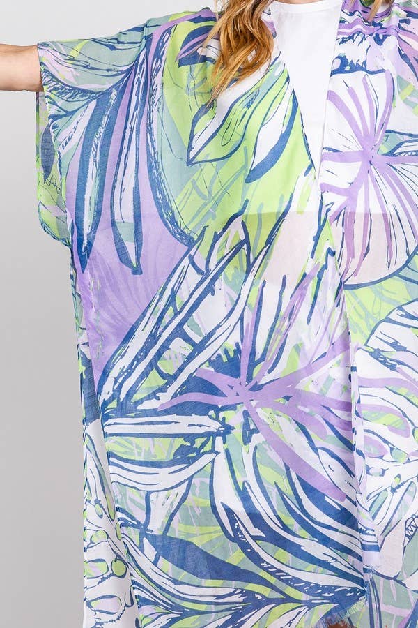 Shop Neighbors - Wholesale Kimono - Women's - HAND DRAWN TROPICAL LEAVES KIMONO12