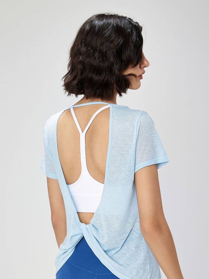 91thelabel - Wholesale Athletic Top - Women's - Gillian Open Back Cover Up Active T-Shirt