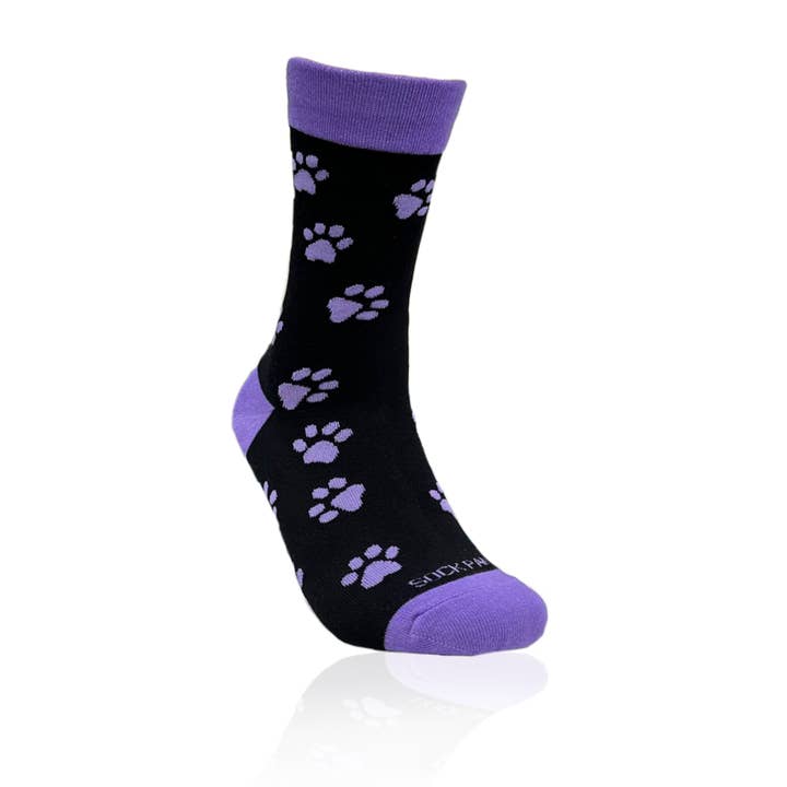 Sock Panda - Wholesale Socks - Women's - Purple Paw Print Dog Lover Socks from the Sock Panda2