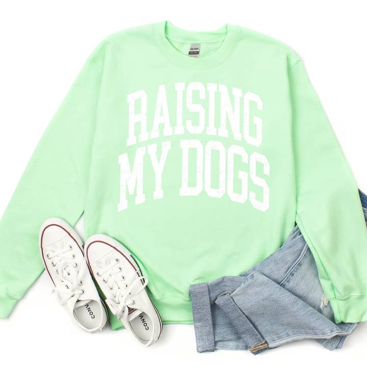 Raising My Dogs Crew Fleece for wholesale by Dockery Corporation