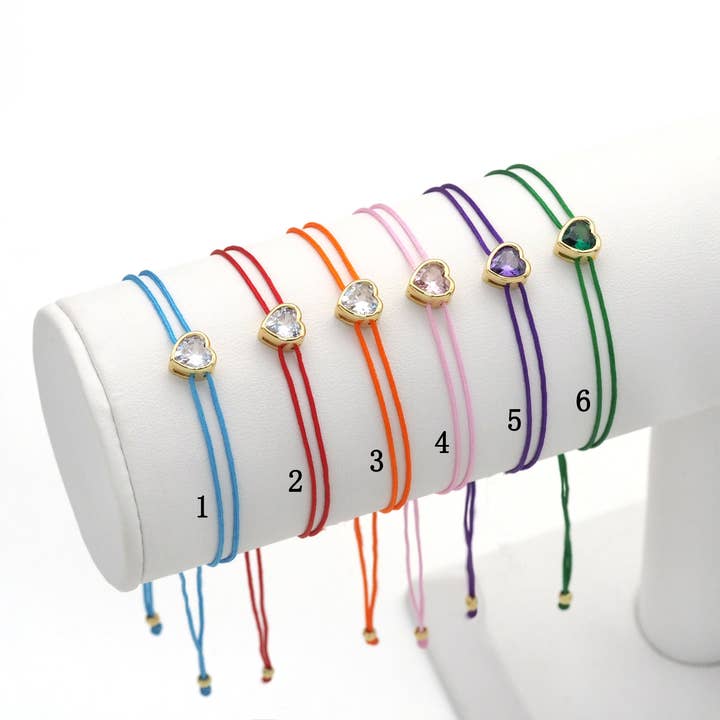 Pull Tie Colorful Wish Heart Bracelet, Sku#EF226 for wholesale by BestBeads&Beyond