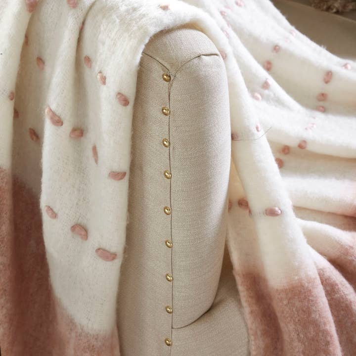 India's Heritage – wholesale Throw blanket – Plush Bell Faux Mohair Throw Blanket I 50"x 70"I Ivory Rose3