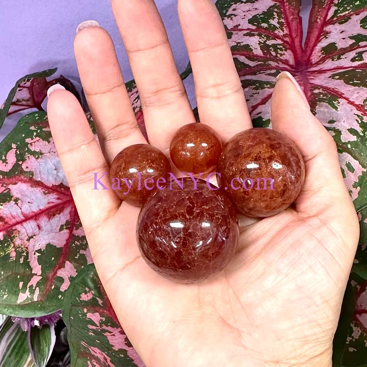 KayleeNYC - Wholesale Spiritual Stone/Crystal - 2 lbs Natural Orange Strawberry Quartz Spheres Crystal Ball