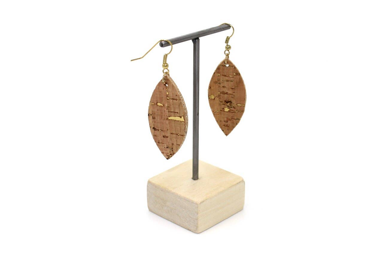 Spicer Bags - Wholesale Dangle Earrings - Cork Leaf Earring in multiple Cork materials3