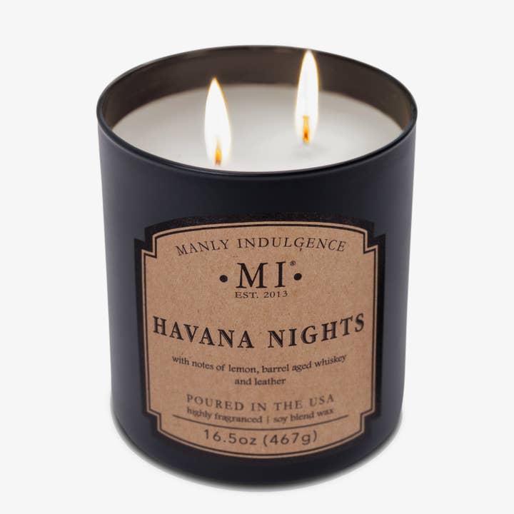 MVP Group International INC - Wholesale Jar/Filled Candle - Manly Indulgence Classic+ Havana Nights, 2 Wick, 16.5oz