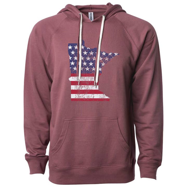 Leichter Hoodie mit amerikanischer Flagge Minnesota für den Großhandel von Minnesota Awesome