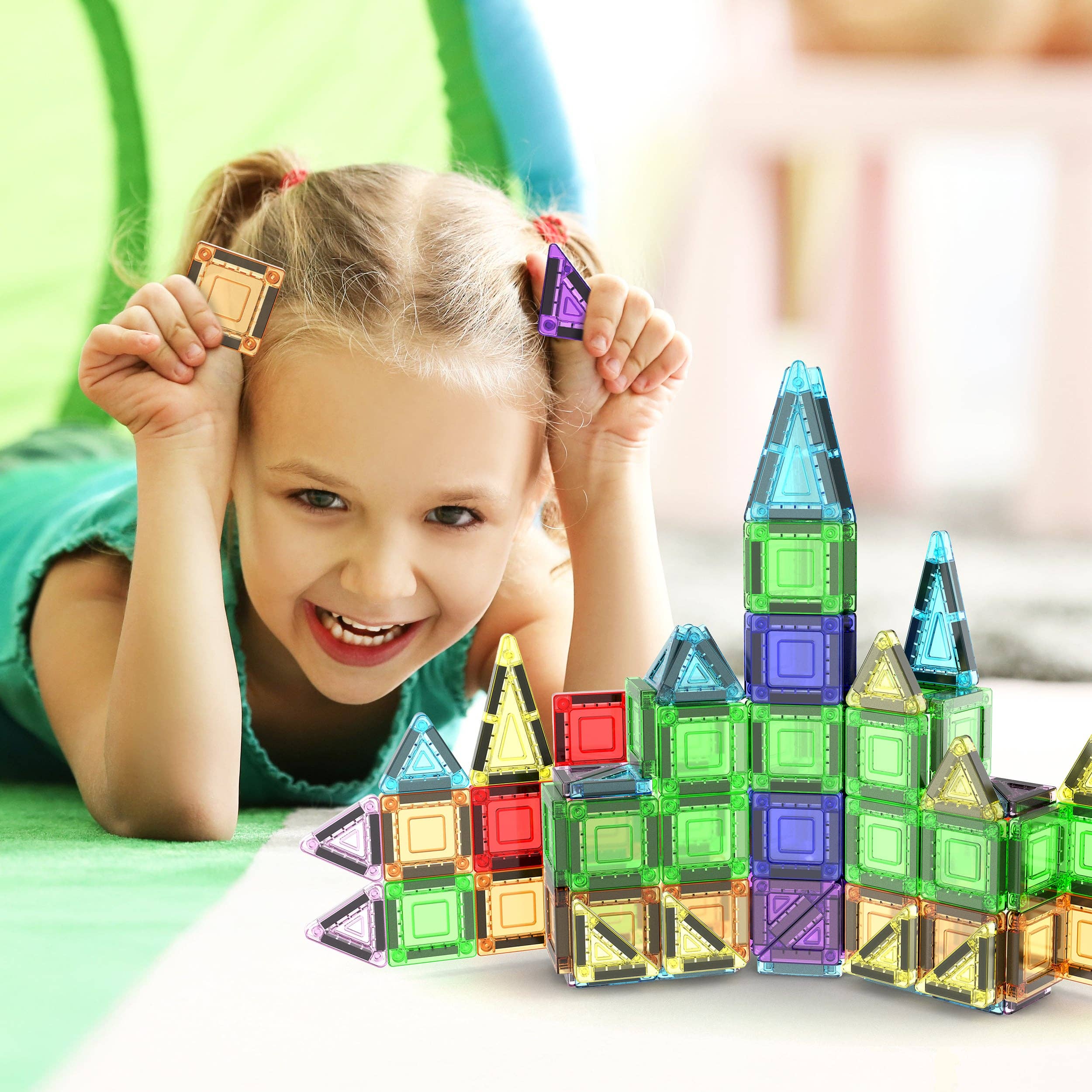 PicassoTiles - Wholesale Building Set - Kids - 40pc Nano Magnetic Building Tiles Construction Travel Set1
