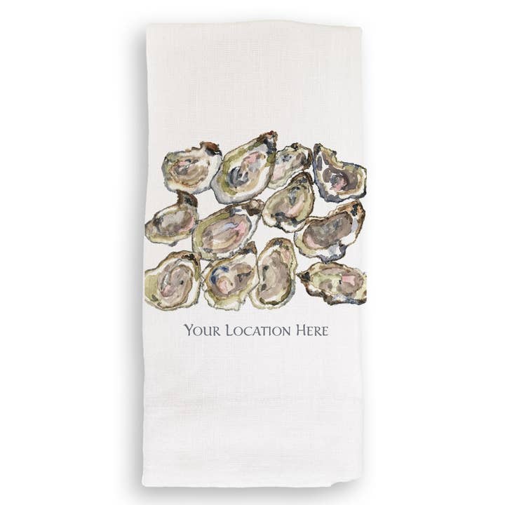 French Graffiti - Wholesale Tea Towel - A Dozen Oysters with Location2