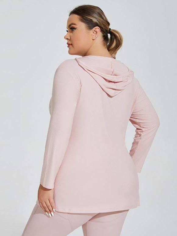Crave by FW - Wholesale T-shirt – women's - Plus Size Yoga Long Sleeve Hooded T-Shirt1