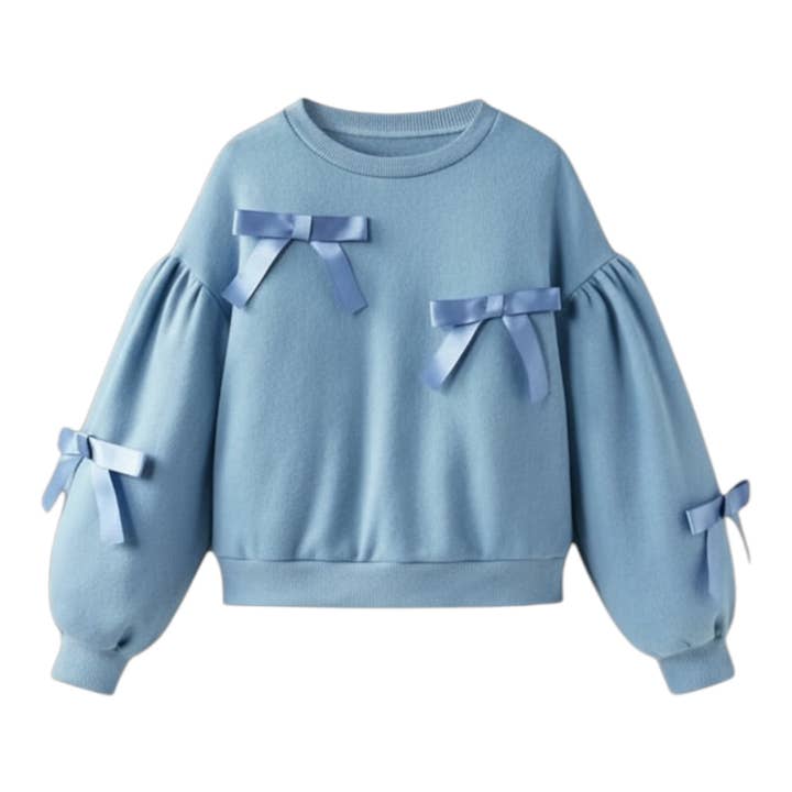 Sudadera azul con lazo para venta al por mayor de Zeus and Lexi Kids