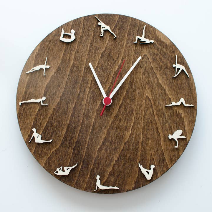 Pilates Clock Stretching Wood Wall Clock for wholesale by Izywood
