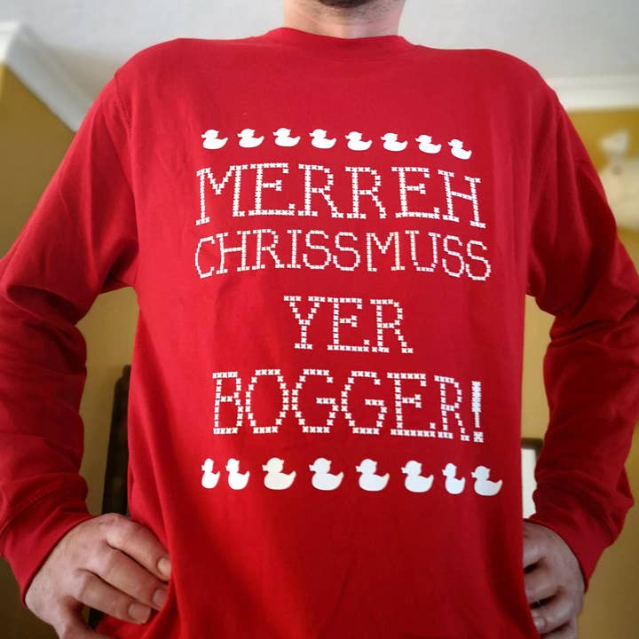 Merry Chrissmuss, jouw Bogger! Kersttrui - Rood 2XL voor wholesale door Dukki Gifts