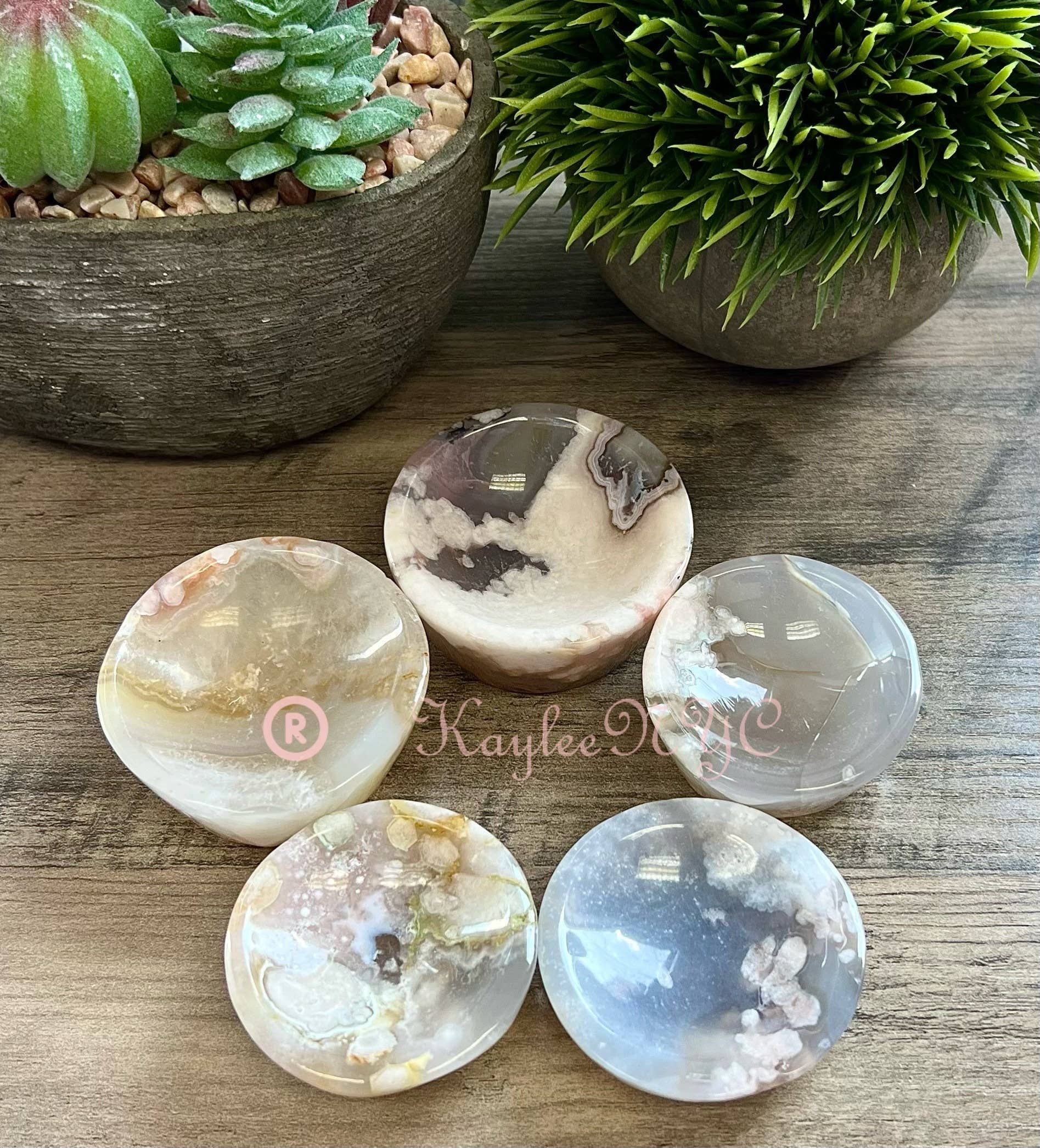 KayleeNYC – Engroshandel Spirituelle sten og krystaller – Sæt med 5-8 naturlige blomsteragat krystalskåle3