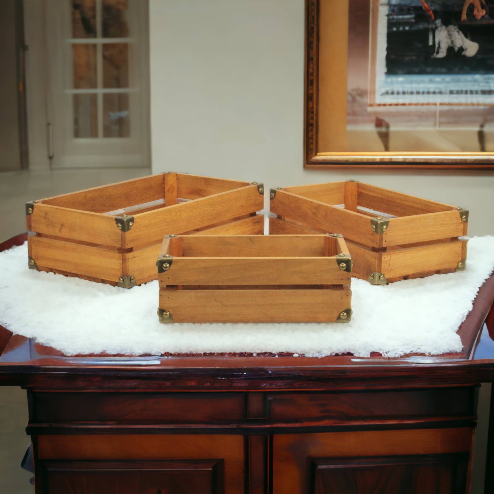 Cheungs Home Decor – Großhandel Dekoschachteln – Rustikales, rechteckiges Holzkisten-Set mit Nieten und Nieten20