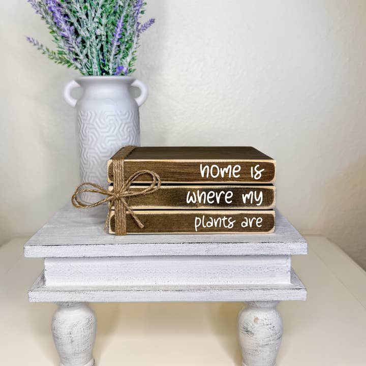 Plant themed decor | Mini book stack gift for plant lovers for wholesale by Ruaille Buaille Co