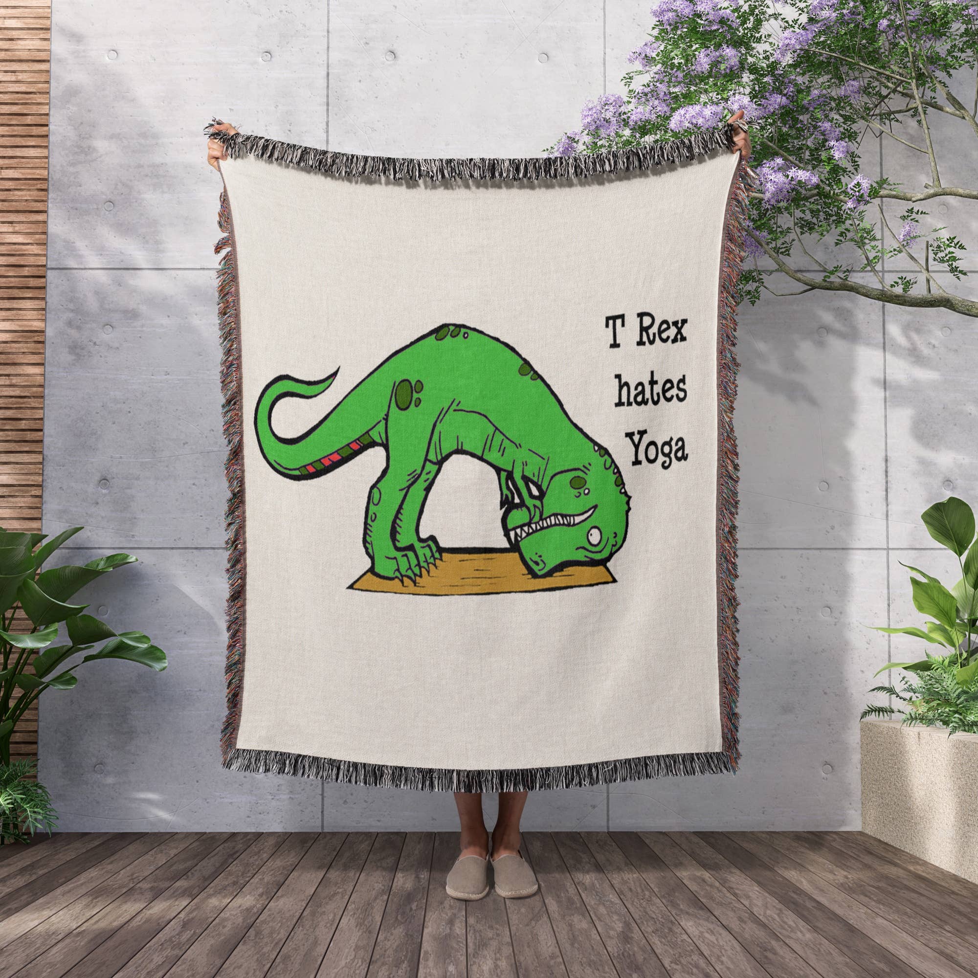 3dRose - Wholesale Throw Blanket - 3dRose, T Rex hates yoga,, Blanket2