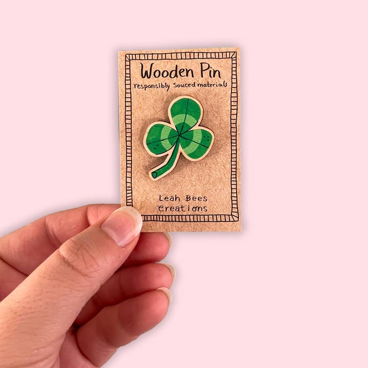 Clover - Wooden Pin for wholesale by Leah Bees Creations