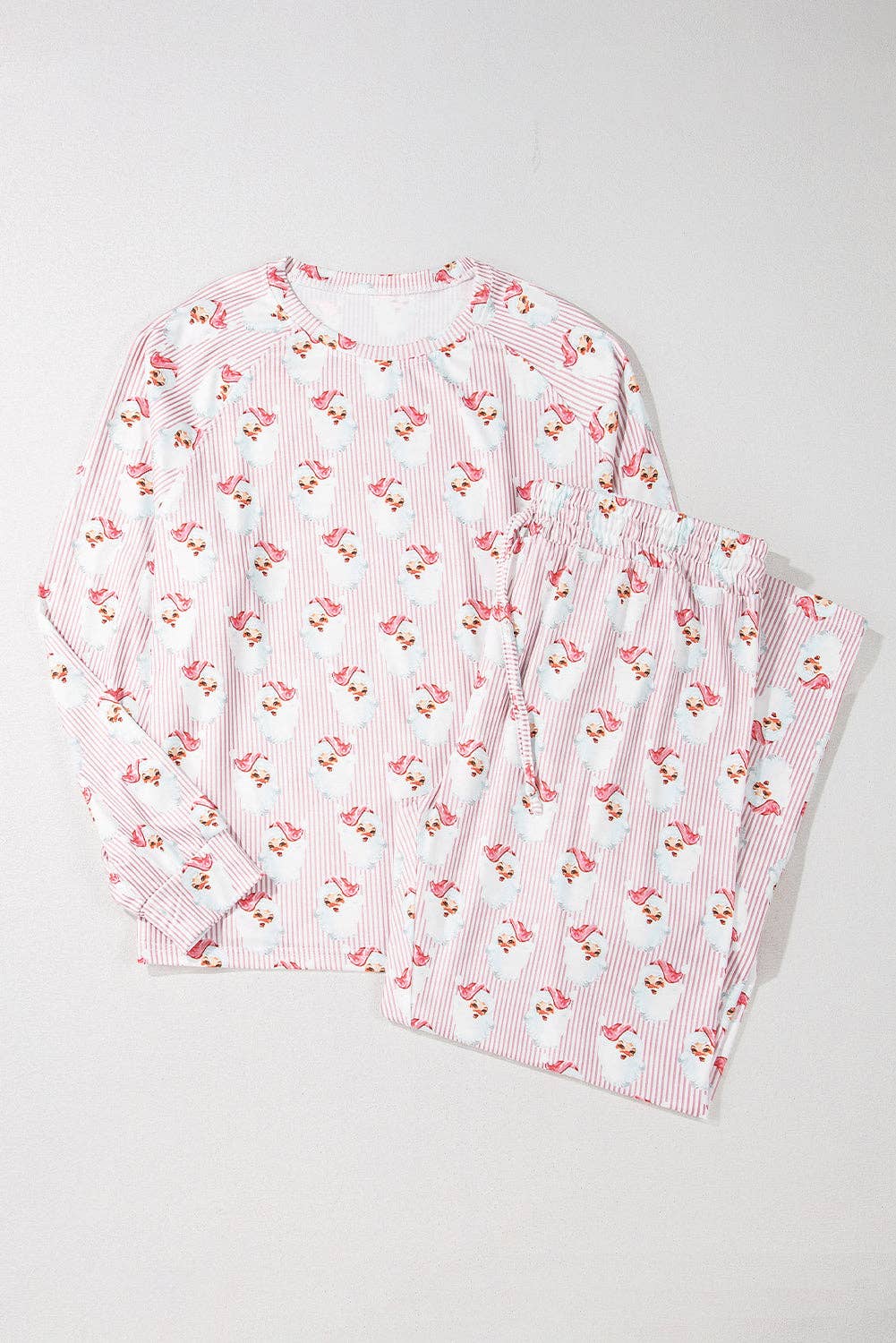 PRETTY BASH - Wholesale Lounge Set - Women's - Christmas Santa Claus Stripe Top and Pants Lounge Set5