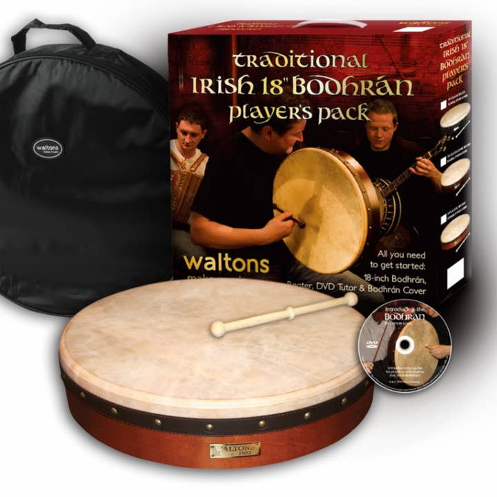 18'' Bodhrán Pack - Light Brown Design for wholesale by James Trading Group INC