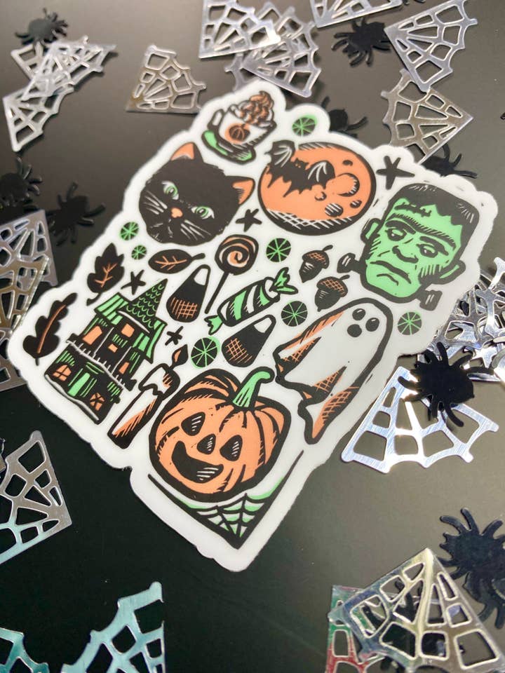 Halloween Sticker, Fall Sticker, Pumpkin, Monster, Ghost for wholesale by Melissa Pothier Art